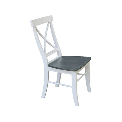 International Concepts - X-Back Chair with Solid Wood Seat in White/Heather Gray Finish (Set of 2) - C05-613P veiw 8