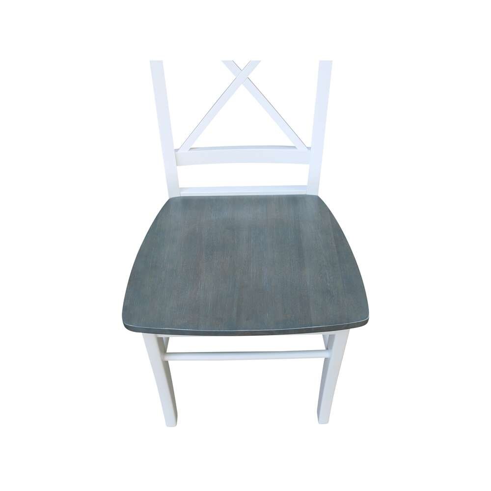International Concepts - X-Back Chair with Solid Wood Seat in White/Heather Gray Finish (Set of 2) - C05-613P veiw 10