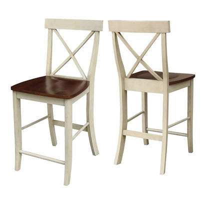 International Concepts - X-Back Counter Height Stool - 24inSH in Antiqued Almond/Espresso Finish - S12-6132 veiw 5