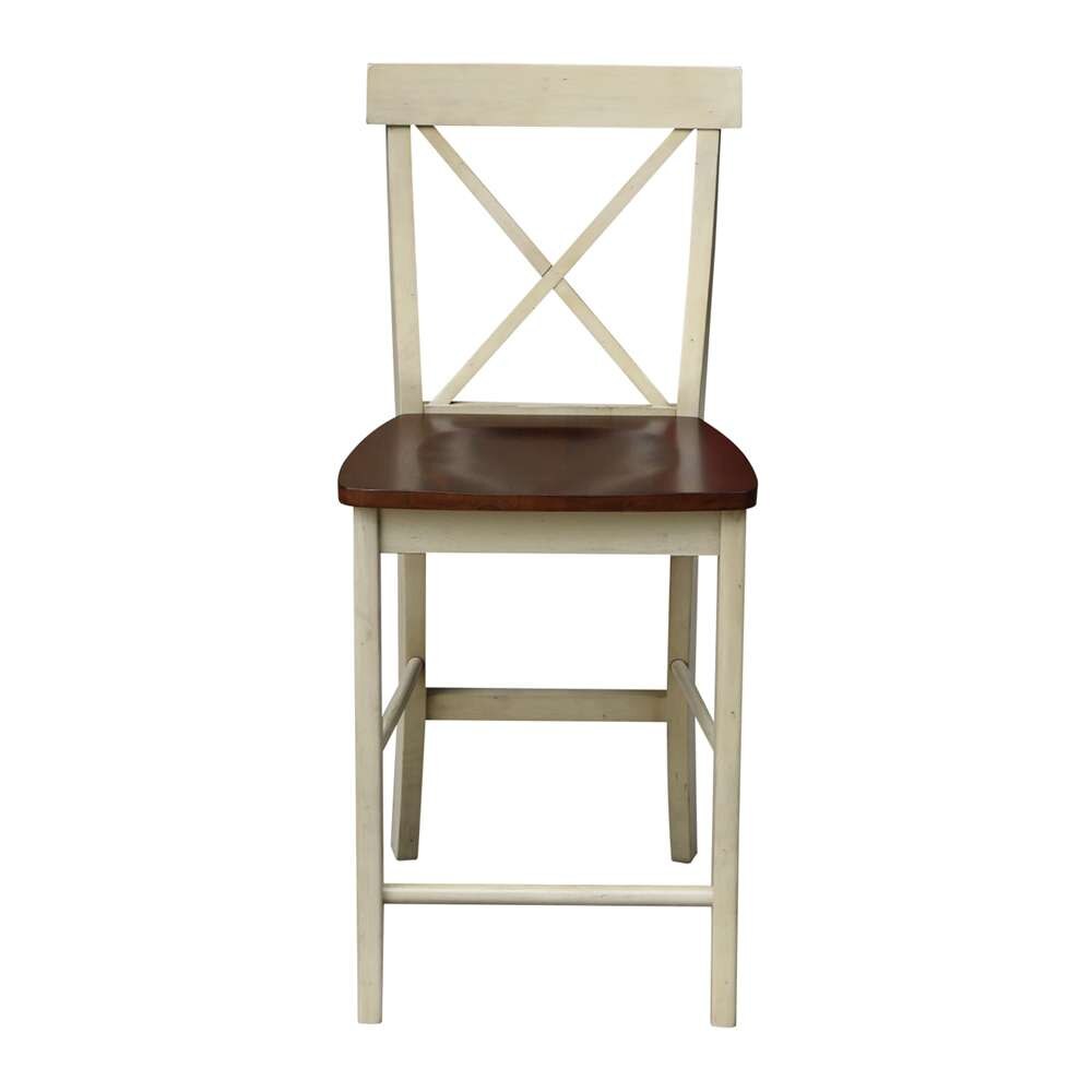 International Concepts - X-Back Counter Height Stool - 24inSH in Antiqued Almond/Espresso Finish - S12-6132 veiw 6