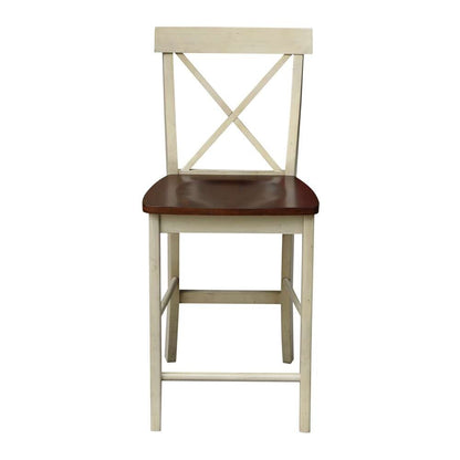 International Concepts - X-Back Counter Height Stool - 24inSH in Antiqued Almond/Espresso Finish - S12-6132 veiw 6