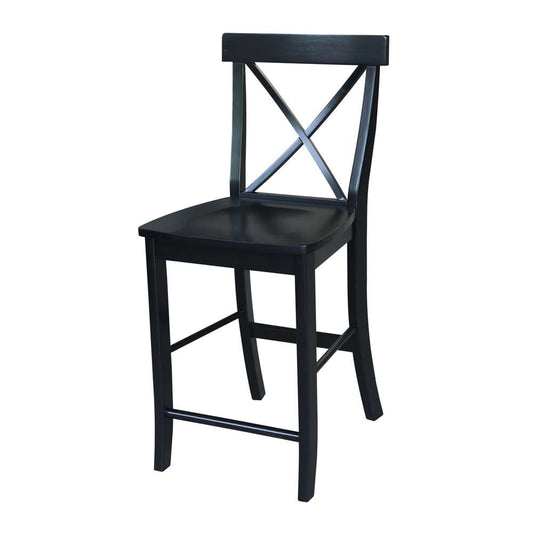 International Concepts - X-Back Counter Height Stool - 24inSH in Black Finish - S46-6132 veiw 1