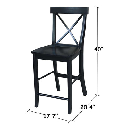 International Concepts - X-Back Counter Height Stool - 24inSH in Black Finish - S46-6132 veiw 3