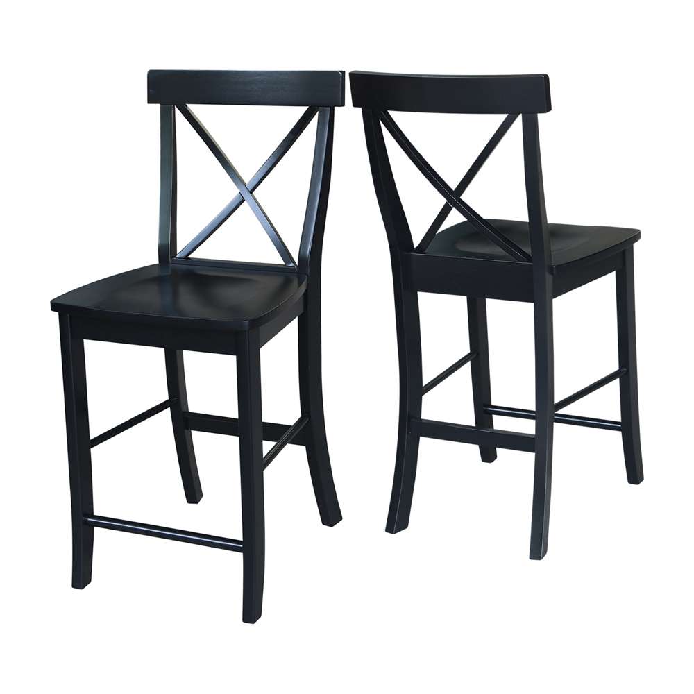 International Concepts - X-Back Counter Height Stool - 24inSH in Black Finish - S46-6132 veiw 5