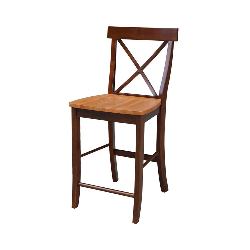 International Concepts - X-Back Counter Height Stool - 24inSH in Cinnemon/Espresso Finish - S58-6132 veiw 1