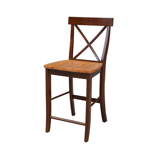 International Concepts - X-Back Counter Height Stool - 24inSH in Cinnemon/Espresso Finish - S58-6132 veiw 1