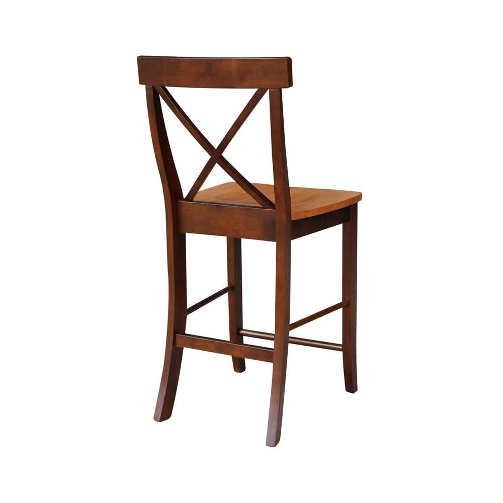 International Concepts - X-Back Counter Height Stool - 24inSH in Cinnemon/Espresso Finish - S58-6132 veiw 2