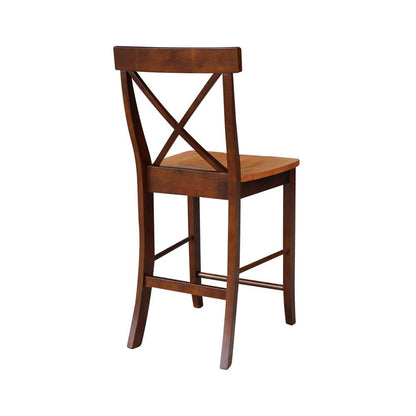 International Concepts - X-Back Counter Height Stool - 24inSH in Cinnemon/Espresso Finish - S58-6132 veiw 2