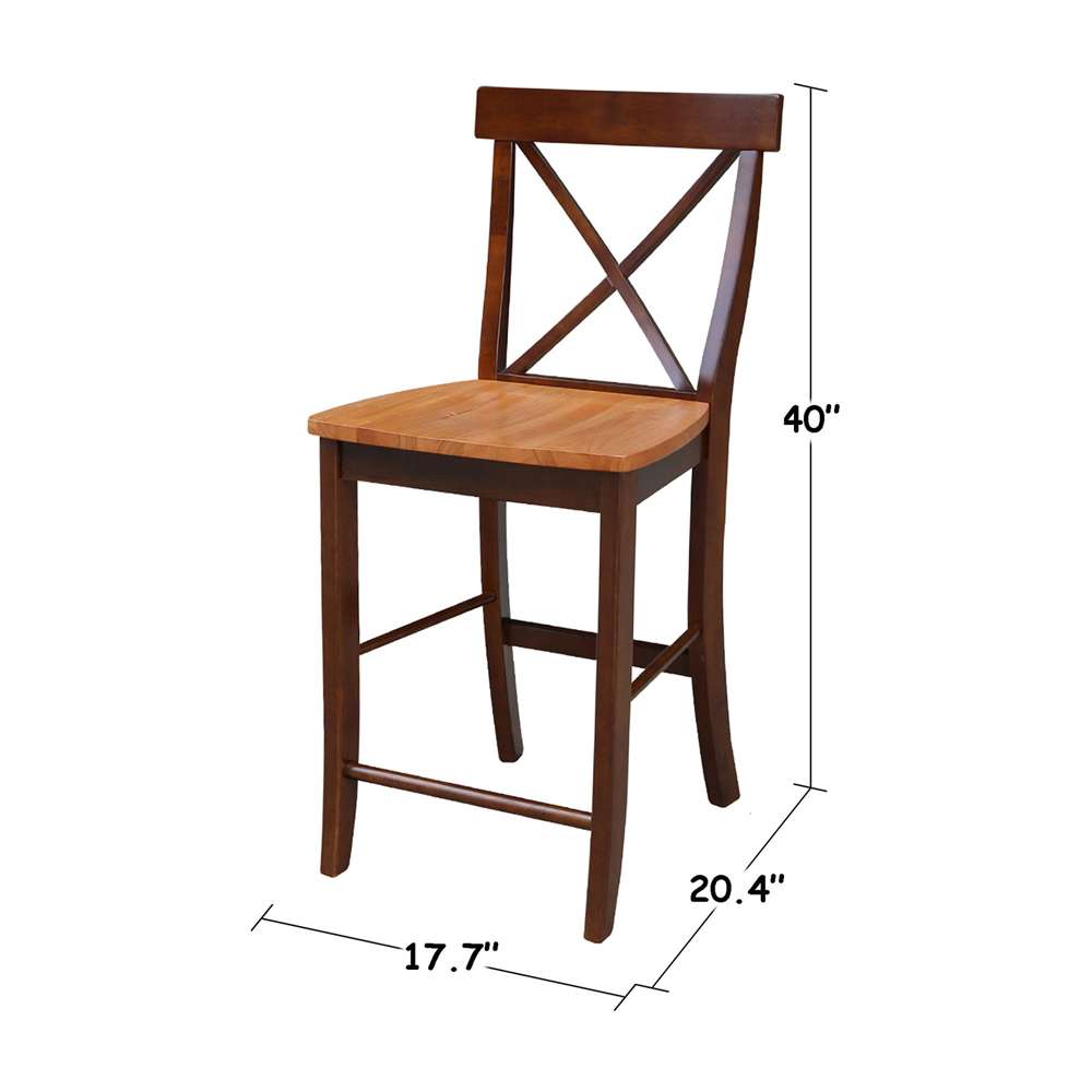International Concepts - X-Back Counter Height Stool - 24inSH in Cinnemon/Espresso Finish - S58-6132 veiw 3