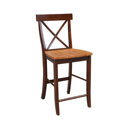 International Concepts - X-Back Counter Height Stool - 24inSH in Cinnemon/Espresso Finish - S58-6132 veiw 4