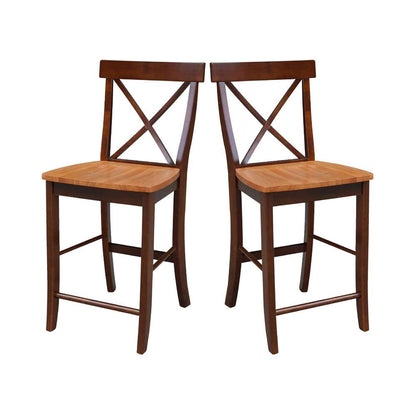 International Concepts - X-Back Counter Height Stool - 24inSH in Cinnemon/Espresso Finish - S58-6132 veiw 8