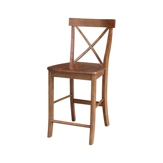 International Concepts - X-Back Counter Height Stool - 24inSH in Distressed Oak Finish - S42-6132 veiw 1