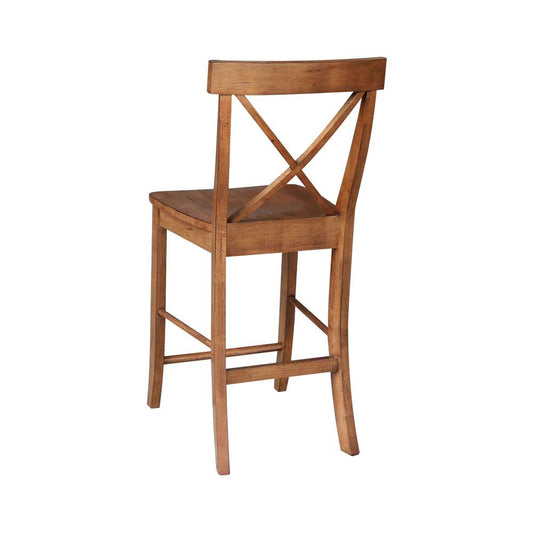 International Concepts - X-Back Counter Height Stool - 24inSH in Distressed Oak Finish - S42-6132 veiw 2