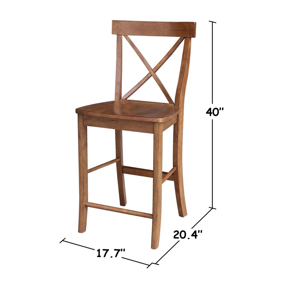 International Concepts - X-Back Counter Height Stool - 24inSH in Distressed Oak Finish - S42-6132 veiw 3