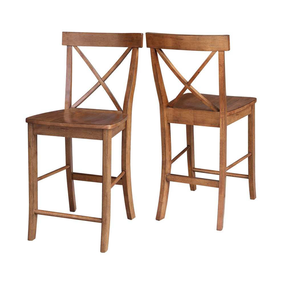 International Concepts - X-Back Counter Height Stool - 24inSH in Distressed Oak Finish - S42-6132 veiw 5
