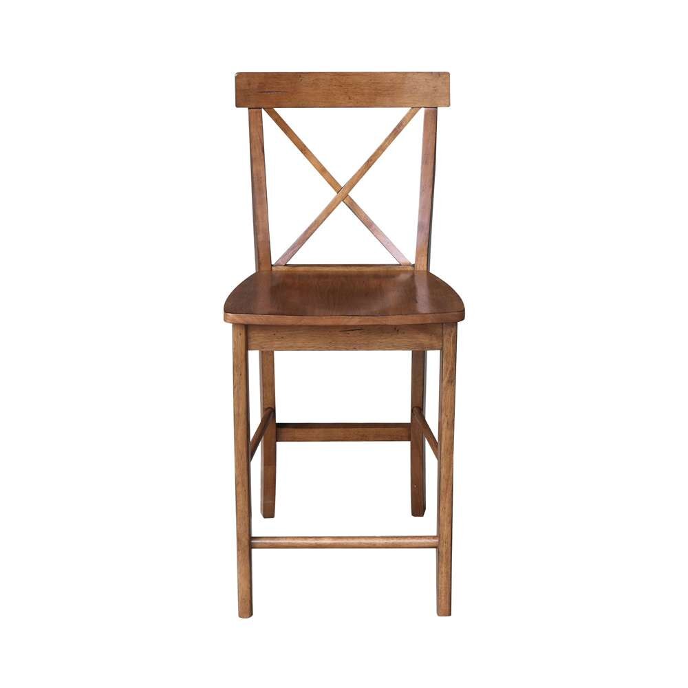 International Concepts - X-Back Counter Height Stool - 24inSH in Distressed Oak Finish - S42-6132 veiw 6