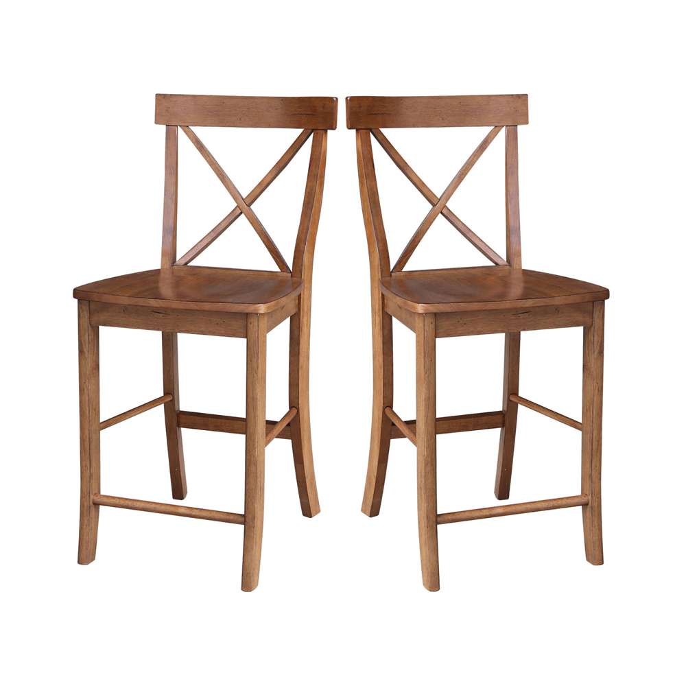 International Concepts - X-Back Counter Height Stool - 24inSH in Distressed Oak Finish - S42-6132 veiw 8