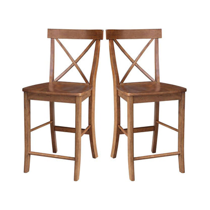 International Concepts - X-Back Counter Height Stool - 24inSH in Distressed Oak Finish - S42-6132 veiw 8