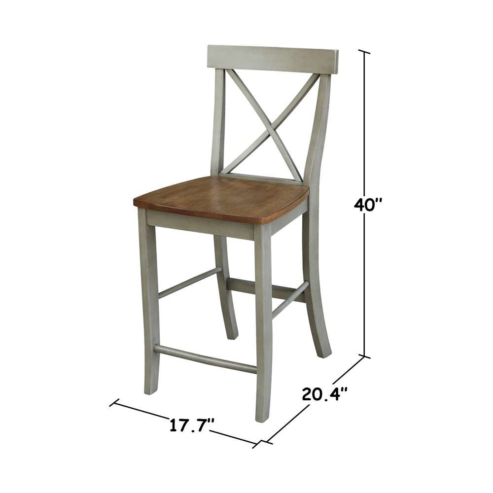 International Concepts - X-Back Counter Height Stool - 24inSH in Hickory/Stone Finish - S41-6132 veiw 3