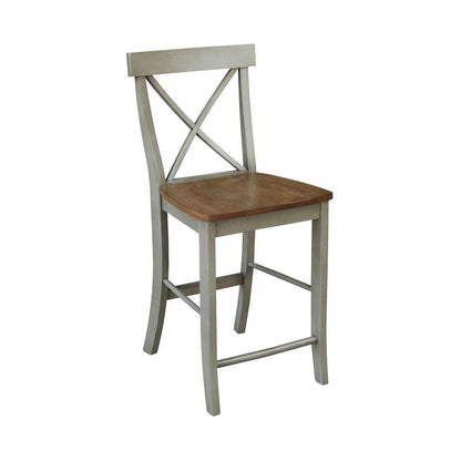 International Concepts - X-Back Counter Height Stool - 24inSH in Hickory/Stone Finish - S41-6132 veiw 4