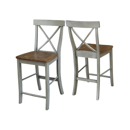 International Concepts - X-Back Counter Height Stool - 24inSH in Hickory/Stone Finish - S41-6132 veiw 5
