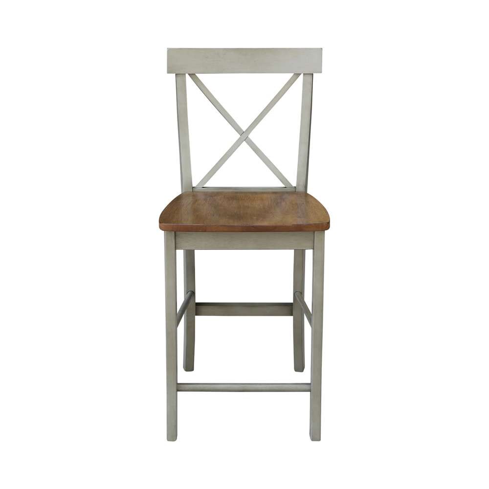 International Concepts - X-Back Counter Height Stool - 24inSH in Hickory/Stone Finish - S41-6132 veiw 6