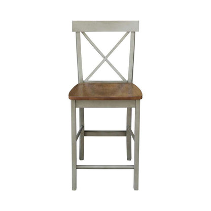 International Concepts - X-Back Counter Height Stool - 24inSH in Hickory/Stone Finish - S41-6132 veiw 6