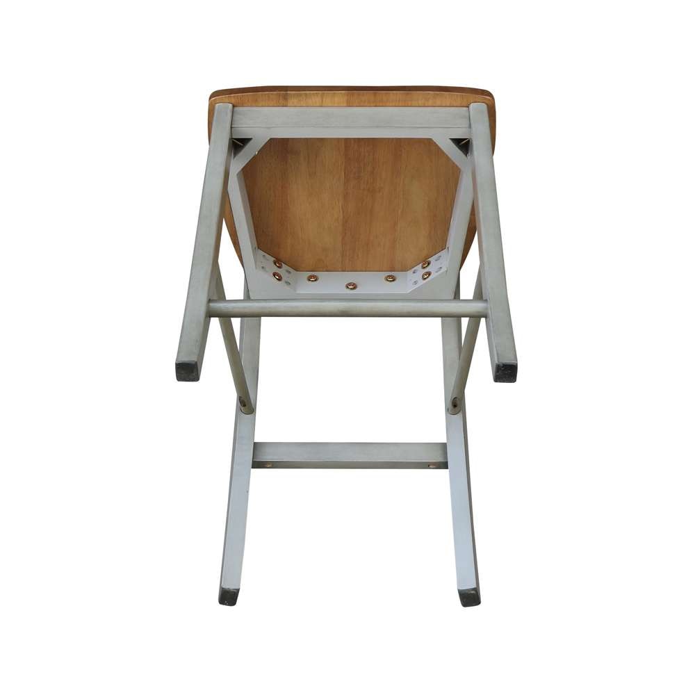 International Concepts - X-Back Counter Height Stool - 24inSH in Hickory/Stone Finish - S41-6132 veiw 8