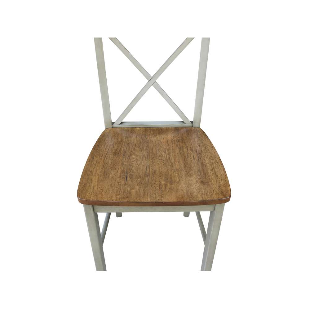 International Concepts - X-Back Counter Height Stool - 24inSH in Hickory/Stone Finish - S41-6132 veiw 9