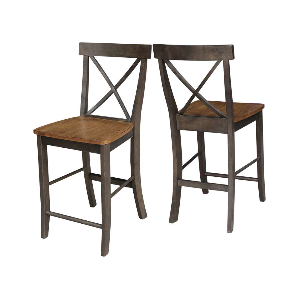International Concepts - X-Back Counter Height Stool - 24inSH in Hickory/Washed Coal Finish - S45-6132 veiw 5
