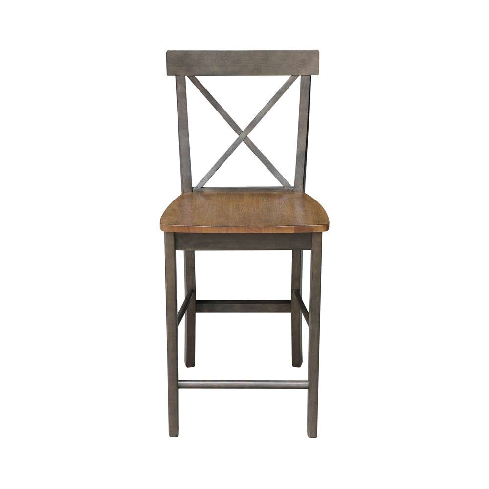 International Concepts - X-Back Counter Height Stool - 24inSH in Hickory/Washed Coal Finish - S45-6132 veiw 6