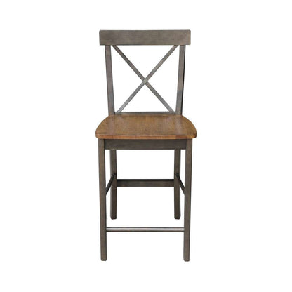 International Concepts - X-Back Counter Height Stool - 24inSH in Hickory/Washed Coal Finish - S45-6132 veiw 6