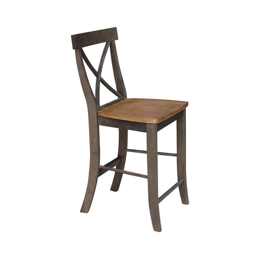 International Concepts - X-Back Counter Height Stool - 24inSH in Hickory/Washed Coal Finish - S45-6132 veiw 7