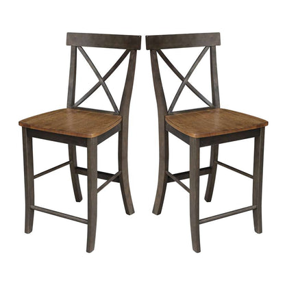 International Concepts - X-Back Counter Height Stool - 24inSH in Hickory/Washed Coal Finish - S45-6132 veiw 8
