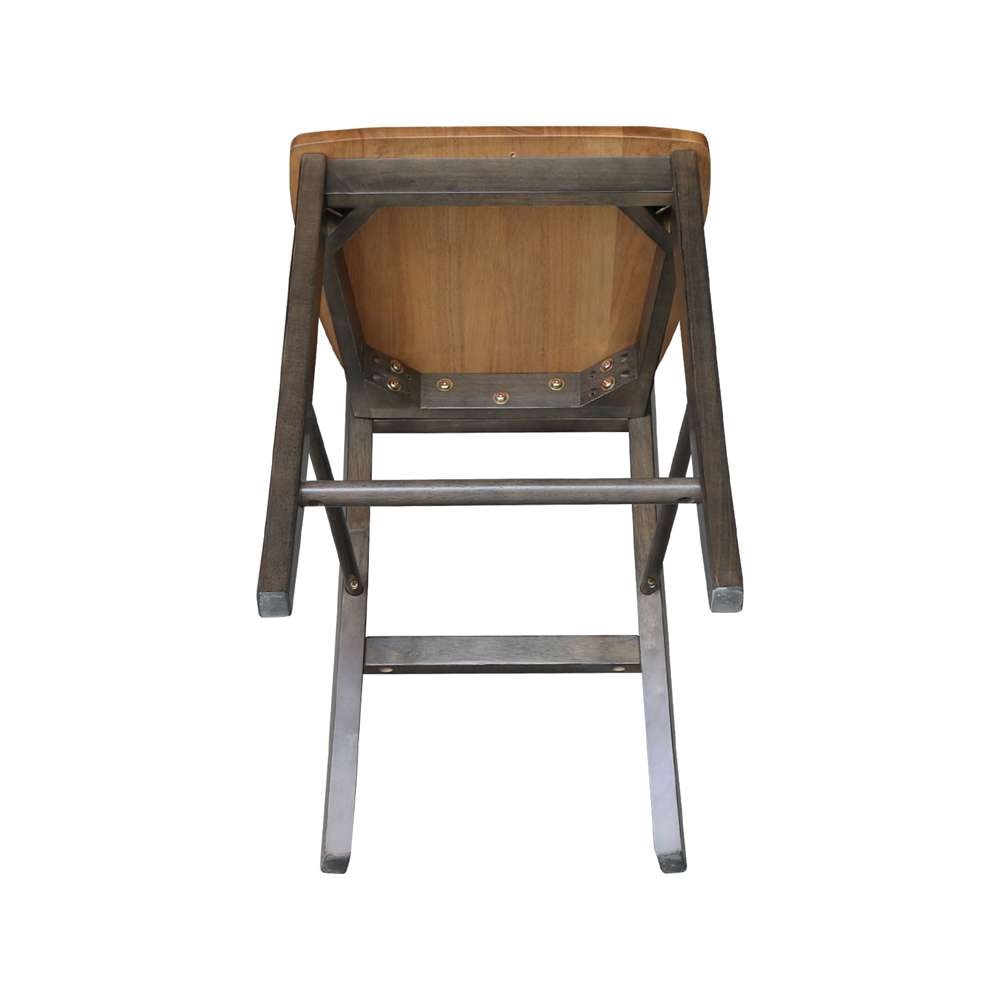 International Concepts - X-Back Counter Height Stool - 24inSH in Hickory/Washed Coal Finish - S45-6132 veiw 9