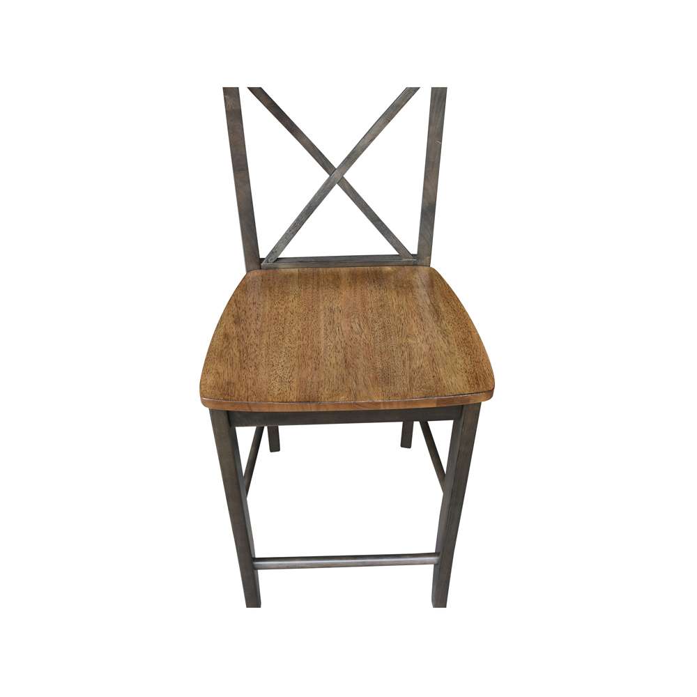 International Concepts - X-Back Counter Height Stool - 24inSH in Hickory/Washed Coal Finish - S45-6132 veiw 10