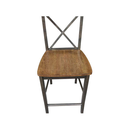 International Concepts - X-Back Counter Height Stool - 24inSH in Hickory/Washed Coal Finish - S45-6132 veiw 10