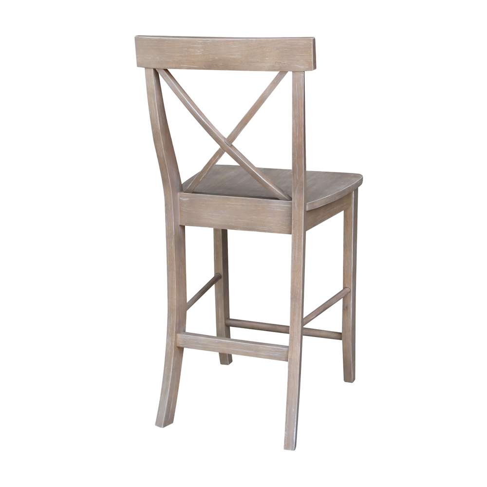 International Concepts - X-Back Counter Height Stool - 24inSH in Washed Gray Taupe Finish - S09-6132 veiw 2