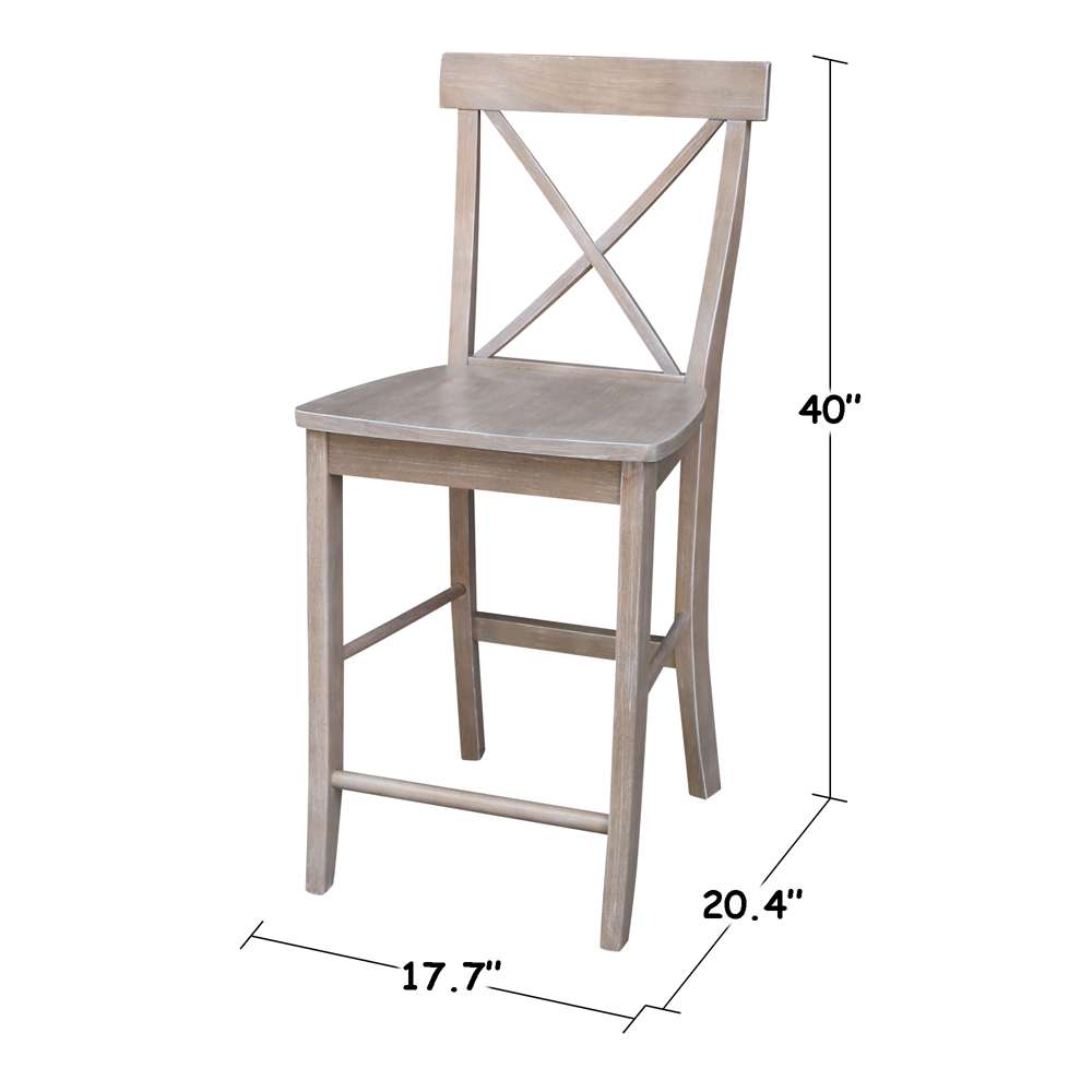 International Concepts - X-Back Counter Height Stool - 24inSH in Washed Gray Taupe Finish - S09-6132 veiw 3
