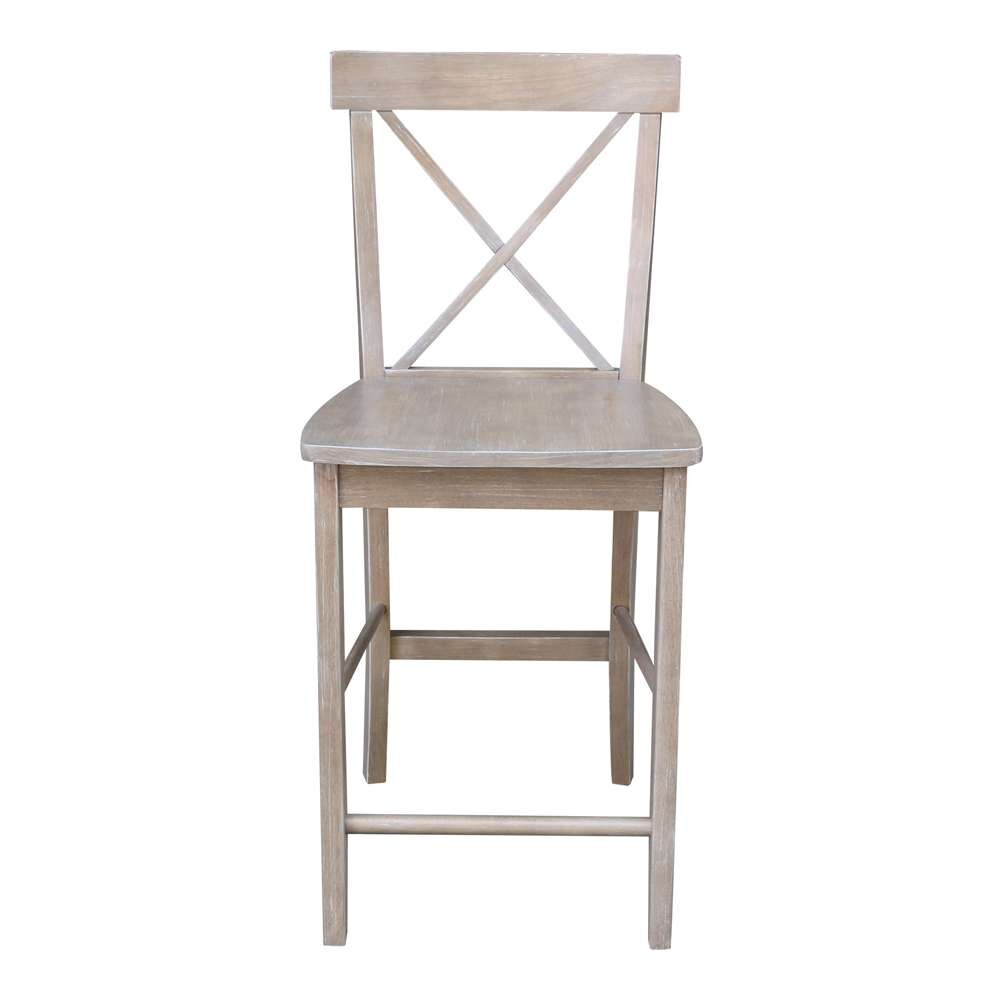 International Concepts - X-Back Counter Height Stool - 24inSH in Washed Gray Taupe Finish - S09-6132 veiw 5