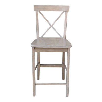 International Concepts - X-Back Counter Height Stool - 24inSH in Washed Gray Taupe Finish - S09-6132 veiw 5