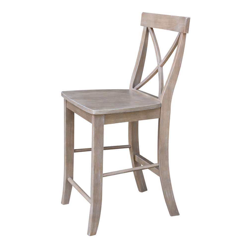 International Concepts - X-Back Counter Height Stool - 24inSH in Washed Gray Taupe Finish - S09-6132 veiw 6