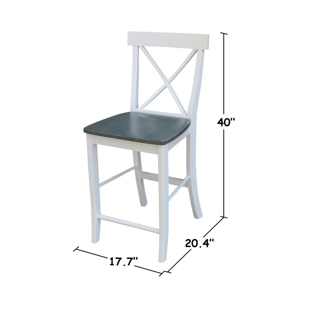 International Concepts - X-Back Counter Height Stool - 24inSH in White/Heather Gray Finish - S05-6132 veiw 3