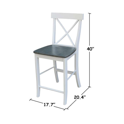 International Concepts - X-Back Counter Height Stool - 24inSH in White/Heather Gray Finish - S05-6132 veiw 3