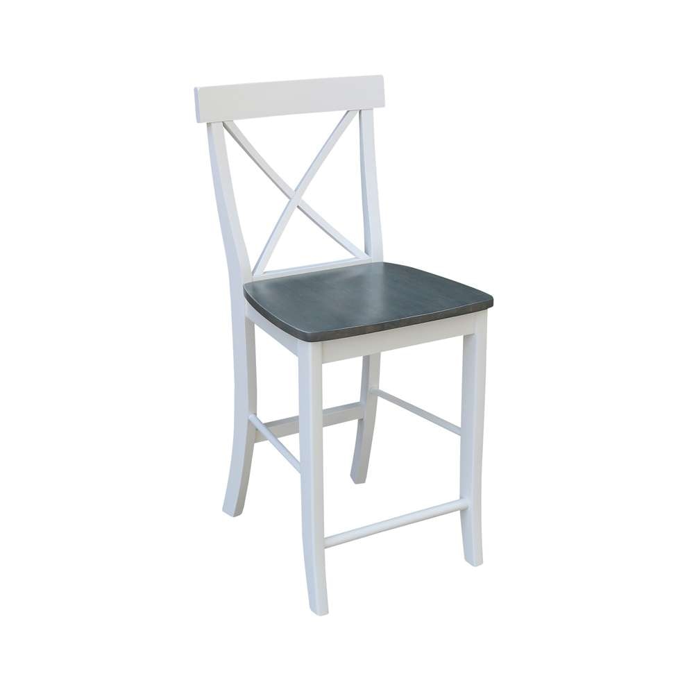 International Concepts - X-Back Counter Height Stool - 24inSH in White/Heather Gray Finish - S05-6132 veiw 4