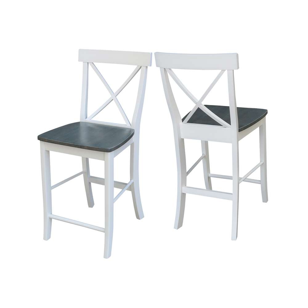 International Concepts - X-Back Counter Height Stool - 24inSH in White/Heather Gray Finish - S05-6132 veiw 5