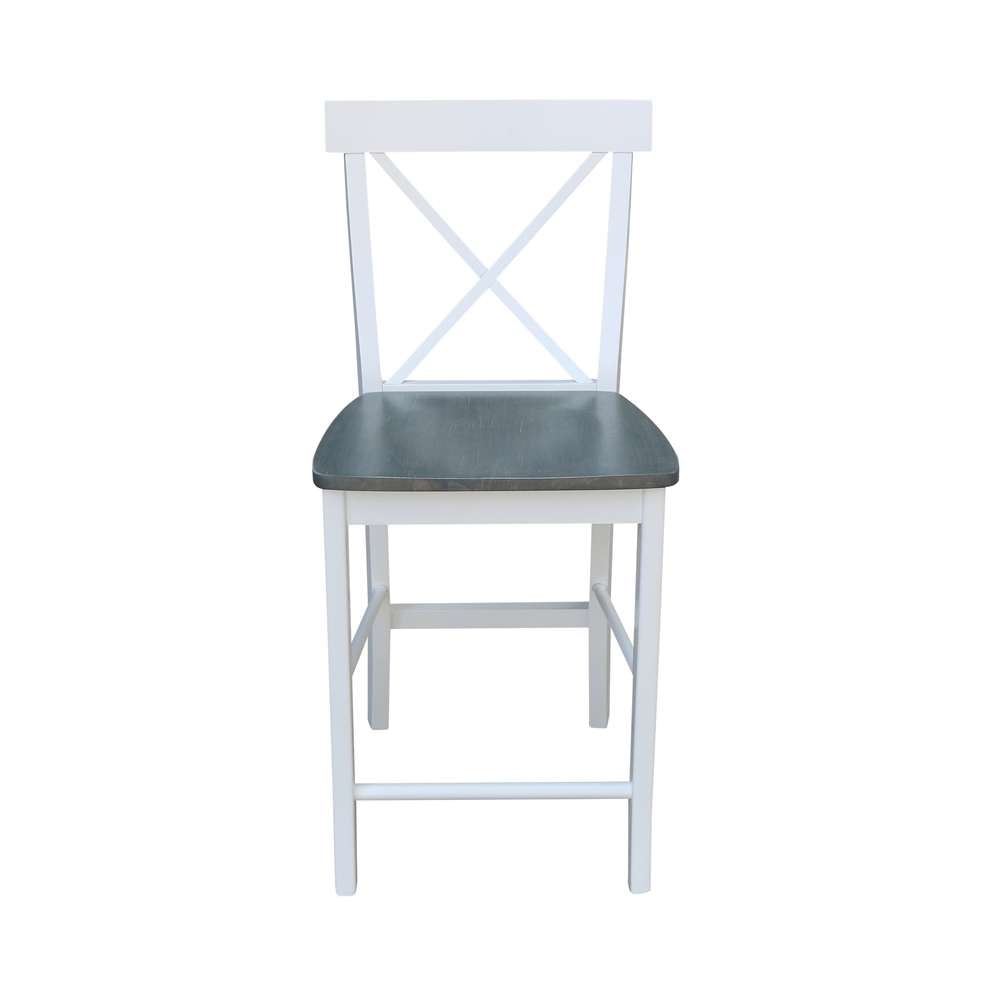 International Concepts - X-Back Counter Height Stool - 24inSH in White/Heather Gray Finish - S05-6132 veiw 6