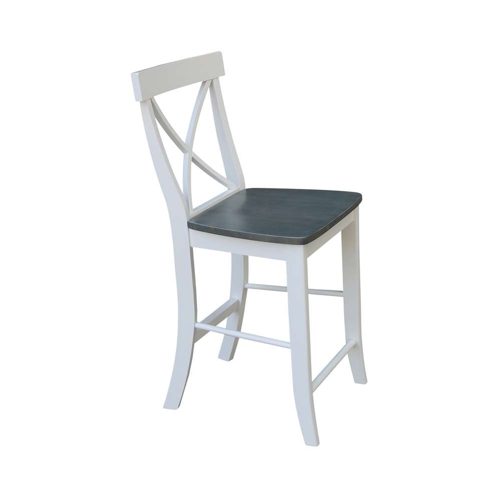 International Concepts - X-Back Counter Height Stool - 24inSH in White/Heather Gray Finish - S05-6132 veiw 7