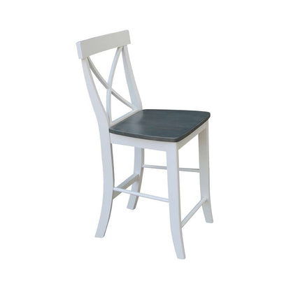 International Concepts - X-Back Counter Height Stool - 24inSH in White/Heather Gray Finish - S05-6132 veiw 7