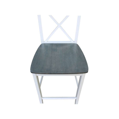 International Concepts - X-Back Counter Height Stool - 24inSH in White/Heather Gray Finish - S05-6132 veiw 9